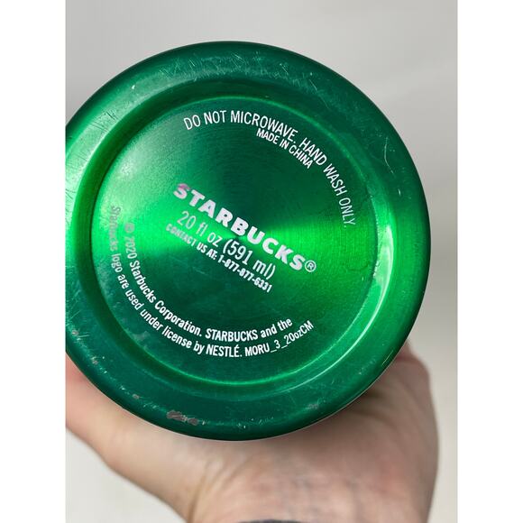 Starbucks Holiday 2020 Green Emerald 24oz Cold Cup Tumbler Marble Wave ~ READ - Picture 6 of 12
